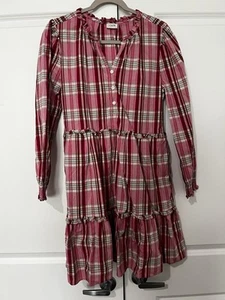 Vestido J.Crew a Cuadros Volantes Cuello en V Manga Larga Talla Grande - Imagen 1 de 3
