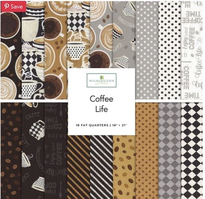Coffee Life ~ Paquete de 18 cuartos de grasa/FQ de Wilmington Prints Foto 1 de 2