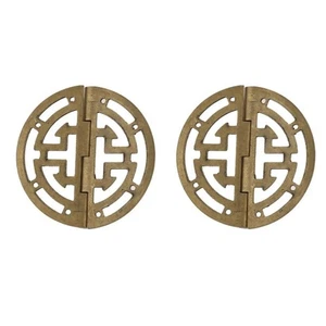 Two Pack Vintage Round Brass Hinges Suitable for Various Wood Applications - Picture 1 of 10