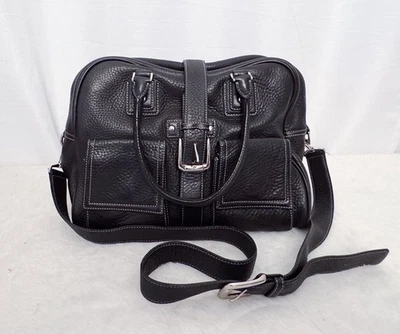 Bolso de Hombro Levenger Cuero Guijarro Negro - Excelente Estado Foto 1 de 4