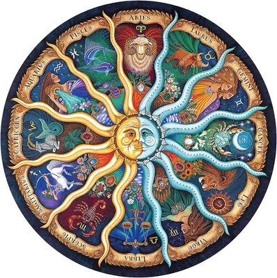 Rompecabezas redondo zodiaco 1000 piezas horóscopo constelación rompecabezas para adultos regalo Foto 1 de 4