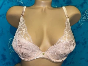 NWOT Chantelle C21520 Pink Lace Satin Segur Push Up Pads Underwire Bra 32C - Picture 1 of 10