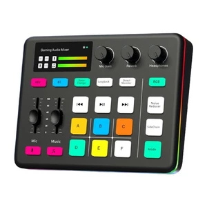 Gaming Audio Mixer Sturdy Sound Board RGB Effects for Podcast Live Streaming - Picture 1 of 6