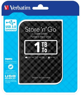 Verbatim 53194 Portable Hard Drive 1TB Black - Image 1 of 4