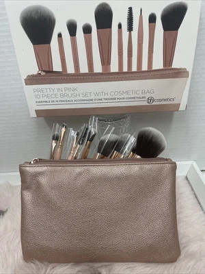 BH Cosmetics Pretty in Pink 10 pcs Brush Set with Cosmetic Bag NEW!!! - Image 1 of 4