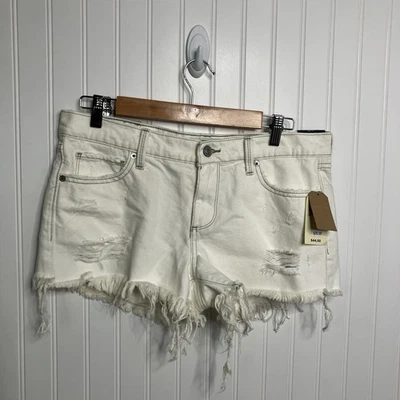Pantalones Cortos Vaqueros Lucky Brand 6 The Cut Off Blanco Flecos Botín Denim NUEVO Flecos Descarados Foto 1 de 4