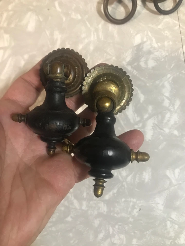 RARO TIRÓN VICTORIANO ANTIGUO LÁGRIMA NEGRO EBONIZADO PRECIO POR TIRÓN HERMOSO Foto 1 de 4