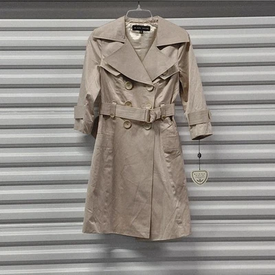 Gabardina clásica Blanc Noir para mujer talla pequeña rubor cinturón doble pecho nueva con etiquetas Foto 1 de 4