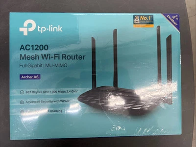 TP-Link Archer A6 AC1200 Wireless Dual Band MU-MIMO Gigabit Wi-Fi Router.  - Image 1 of 4