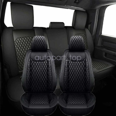 For Lincoln Car Seat Cover 5-Seat Full Set Deluxe Leather Front&Rear Black - Image 1 of 4