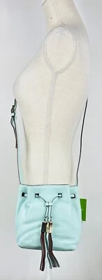 Kate Spade Gris Calle Tiny Cooper Bolso Cubo Cartera Cuero Azul Gracia Nuevo Foto 1 de 4