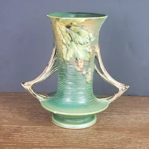 8in Roseville Green Vase 1941 Bushberry USA 34-8 Pottery Ceramic Decorative - Picture 1 of 9