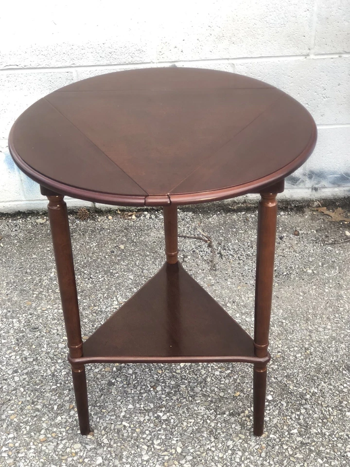 Vintage Bombay Company Triple Drop-Leaf Wooden Table Triangle or Round Display - Image 1 of 4
