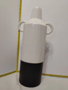 West Elm Double Handed Jug Vase 17 inches, Black and White - Picture 1 of 8