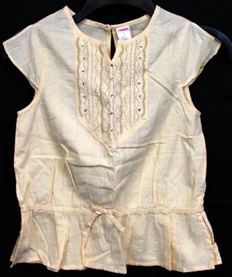 NUEVA DE COLECCIÓN 2007 Gymboree Savanna Sunset Marfil Lentejuelas Brillante Blusa Rayas Metálica Foto 1 de 4