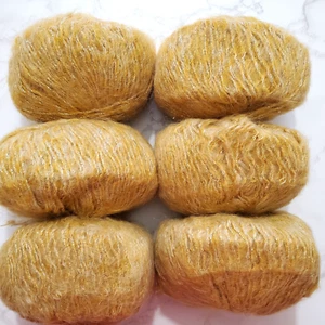 Peria Lara Yarn 6 skeins Mohair Acrylic Nyon Blnd Gold w Metallic Accent Threads - Picture 1 of 11