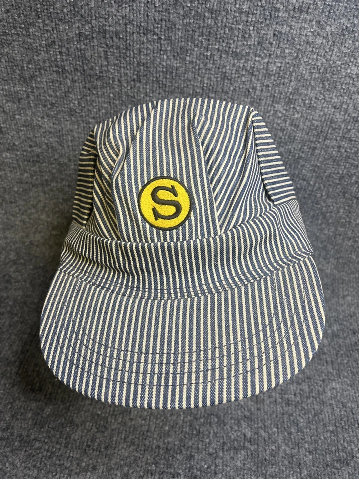 Gorra de ferrocarril Susquehanna & Western vintage ingeniero bronceador rayas hecha en Estados Unidos Foto 1 de 4
