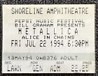 1994 Metallica/ Alice N Chains Concert Ticket Stub. Shoreline Pavilion.