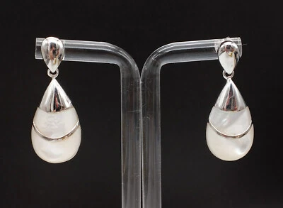 orecchini donna goccia bianca vera madreperla argento 925 gioiello italiano - Immagine 1 di 4