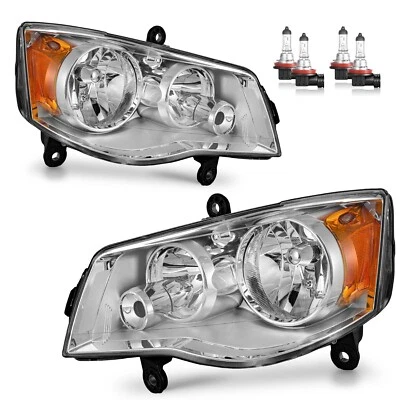 Pair Headlights For 2011-2020 Dodge Grand Caravan 2008-2016 Town&Country w/Bulbs - Image 1 of 4