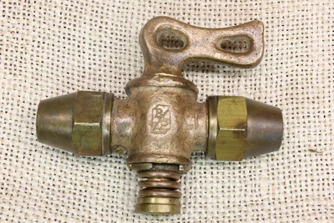 Old Brass 1/4 Turn Valve Gas Line Steam Engine Both 3/8” Flare Fitting Vintage Cover