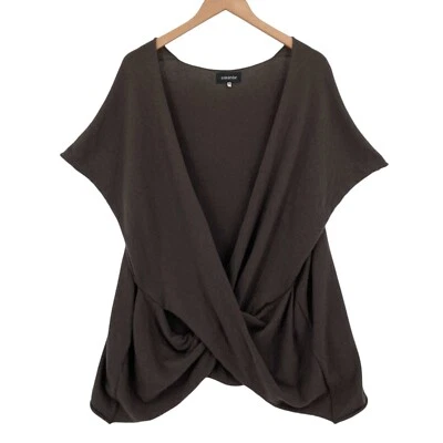 Eskandar Cashmere Shrug Sweater Womens OS Brown Draped Twist Knit Dolman Sleeve - Image 1 of 4