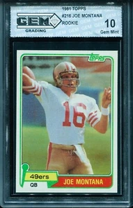 Joe Montana Rookie 1981 Topps #216 RC Card NFL San Francisco 49ers GEM MINT 10 - Picture 1 of 2