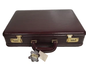 Vintage Brown Leather Briefcase by Monsac ( Unused ) RARE - Bild 1 von 15