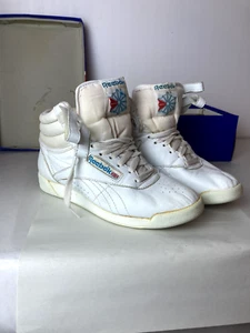 Vintage Mujer 90s Reebox Clásico Blanco Freestyle Hi Tops Talla 7 - Imagen 1 de 10