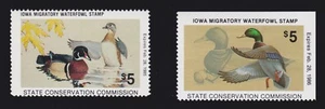 US IA13 & IA14 $5 Iowa State Duck Stamps Mint OG NH SCV $55 - Picture 1 of 2