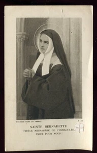 ANTIGUA TARJETA SAGRADA DE SANTA BERNADETTE SOUBIROUS EN MONJA CON RELIQUIA - Imagen 1 de 2