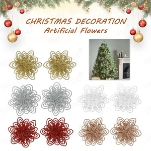 2Pk 10cm Plastic Clip On Flower Hanging Decoration Christmas Tree Ornaments Xmas - Picture 1 of 58