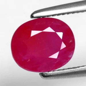 ๐ 1.30ct 6.5x5.5mm Oval Natural Purplish Red Ruby - Heated, Myanmar Gem - Picture 1 of 4
