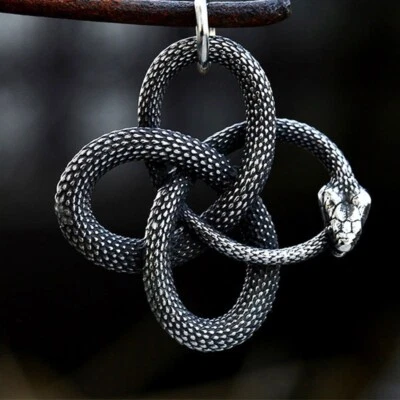 Edelstahl Anhänger Schlange 37 mm infinity Snake Ouroboros unendlich - Bild 1 von 4