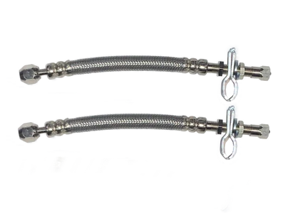 2 STEEL DUAL WHEEL VALVE STEM EXTENDER EXTENSION 13IN STEEL BRAIDED HOSES  - Image 1 of 3