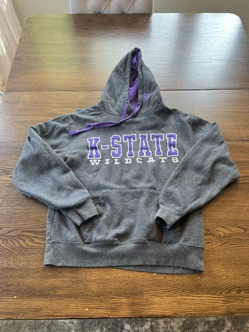 Gray and Purple Kansas State Wildcats Graphic Hoodie Size Small Cover