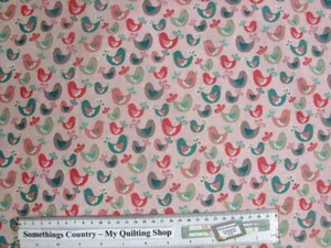 Patchwork Quilting Sewing Fabric Little Birdie Cute Pink 50x55 FQ - Bild 1 von 1