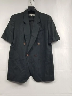 Blazer De Colección Valerie Stevens Para Mujer Negro 100% Lino Botón Talla 14 Foto 1 de 4