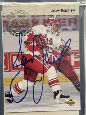 1993-94 Upper Deck #254 World Junior Championship Sweden Auto Jason Dawe Canada - Image 1 of 2