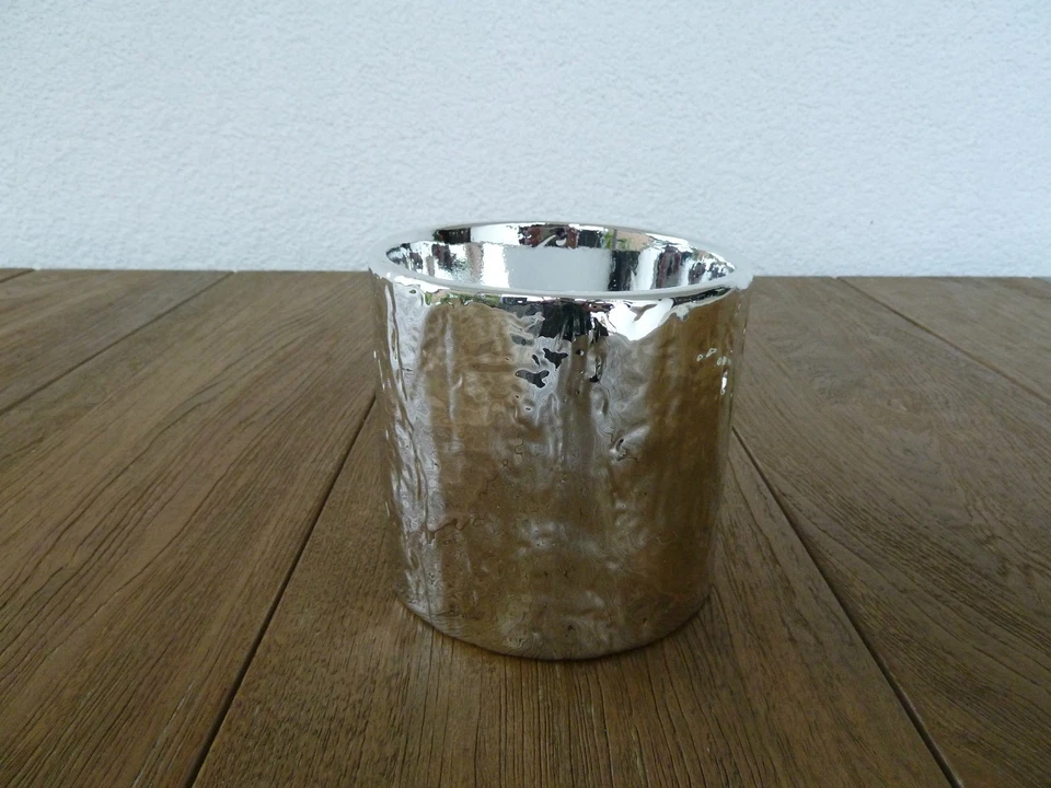 Kaheku Keramikübertopf KÜBEL CALVIS, Silber Blumenübertopf Steckgefäß - Bild 1 von 1