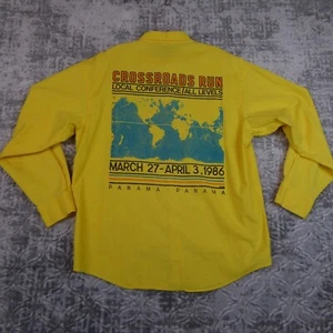 Vintage OP Ocean Pacific Shirt Men's Large Yellow 1986 Crossroads Run Surfer - Picture 1 of 16