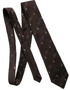Vintage Mens Tie Retro Necktie 1980s 1990s DARK BROWN PAISLEY - Picture 1 of 3