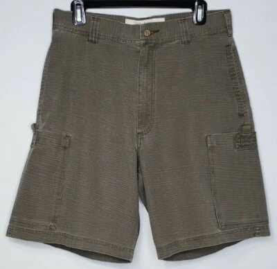 Pantalones Cortos Carga Cubavera Texturizados Rayas Lona 6 Bolsillos Para Hombre 32Wx9 Entrepierna Marrón Foto 1 de 4