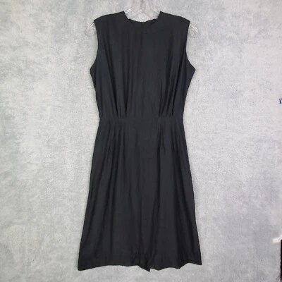 Vestido De Colección Años 50 60 Pat Perkins Mujer Talla S Negro Cuello Alto Cremallera Seda Lino Foto 1 de 4