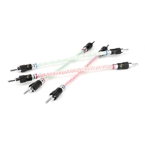 Cavo salto altoparlante audio placcato argento 4x 20 cm spina banana a banana cavo ponte - Foto 1 di 8