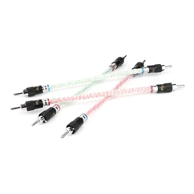 Cavo salto altoparlante audio placcato argento 4x 20 cm spina banana a banana cavo ponte - Immagine 1 di 4