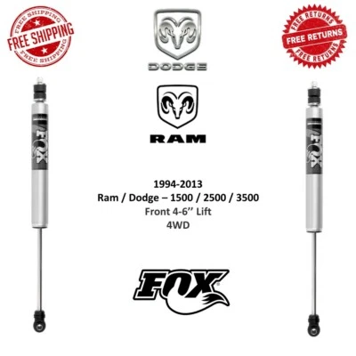 Par de amortiguadores delanteros Fox 2.0 para 94-13 Dodge / Ram 1500 / 2500 / 3500 4-6" elevación 4x4 Foto 1 de 4