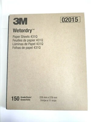 3M 9 x 11" SAND PAPER SHEETS 150 GRIT WET OR DRY S/C #431Q 02015 PACK OF 50 - Image 1 of 3