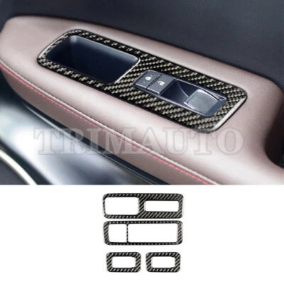 Cubierta de panel de botón de elevación de ventana de fibra de carbono para Lexus RX200T RX450H 2016-2021 Foto 1 de 4