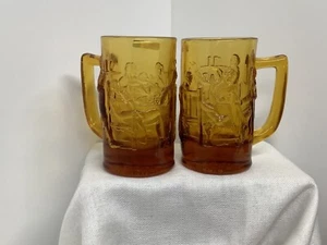 Colonial Taverne Beer Mugs 2 Amber Fostoria vintage bicentennial bar man cave - Picture 1 of 8
